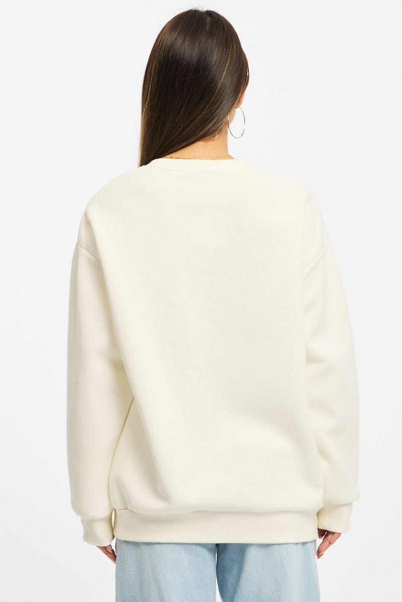 White Graphic Sweater Long Sleeve